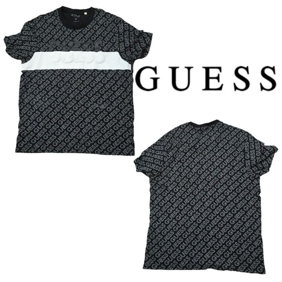 Extra Large Men's Guess T-Shirt Quattro Guess Logo Chest Racing Stripe - Picture 1 of 4